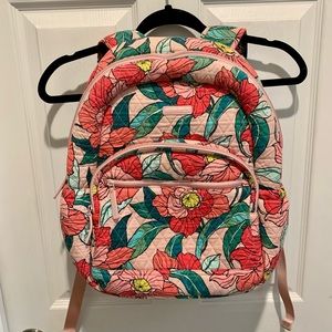 Vera Bradley Campus Backpack Vintage Floral Quilted Cotton Large